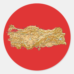 Redonda Pegatina de mapa de Turquía