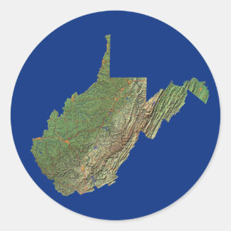Redonda Pegatina de Mapa de Virginia Occidental