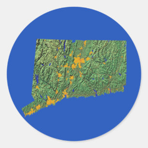 Redonda Pegatina de mapas de Connecticut