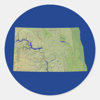 Redonda Pegatina de mapas de Dakota del Norte