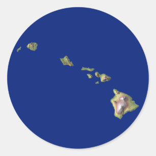 Redonda Pegatina de mapas de Hawaii
