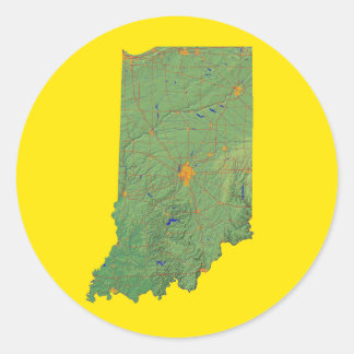 Redonda Pegatina de mapas de Indiana