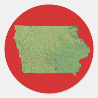Redonda Pegatina de mapas de Iowa