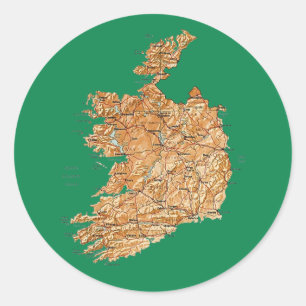 Redonda Pegatina de mapas de Irlanda
