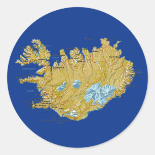 Redonda Pegatina de mapas de Islandia