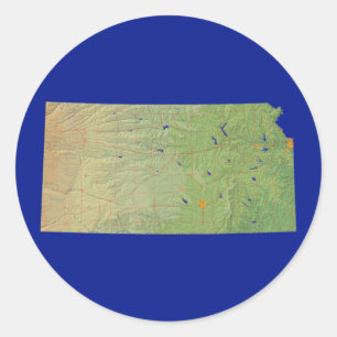 Redonda Pegatina de mapas de Kansas