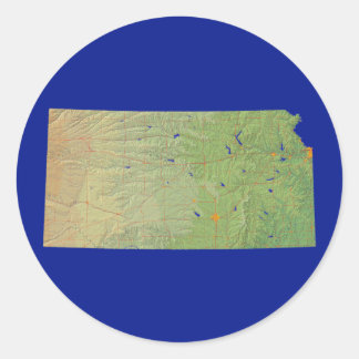 Redonda Pegatina de mapas de Kansas