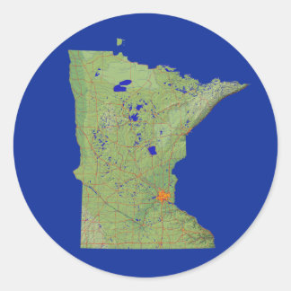 Redonda Pegatina de mapas de Minnesota