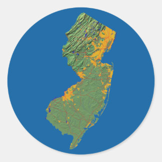 Redonda Pegatina de mapas de Nueva Jersey