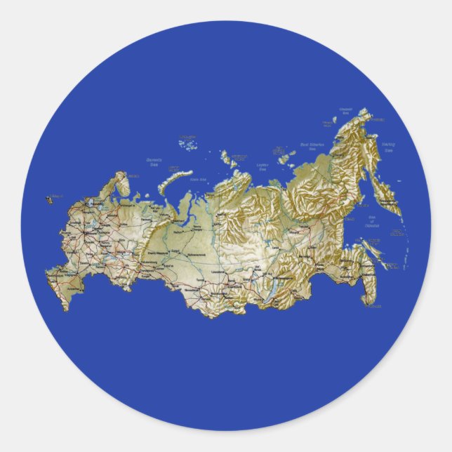 Redonda Pegatina de mapas de Rusia (Anverso)