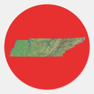 Redonda Pegatina de mapas de Tennessee