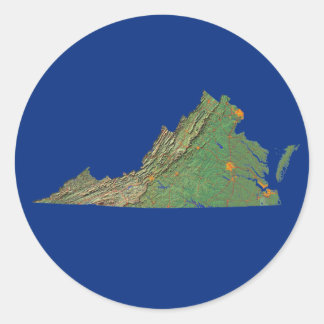 Redonda Pegatina de mapas de Virginia