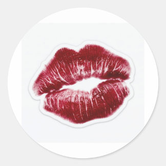 Redonda Pegatina de marca de beso con labios rojos estétic