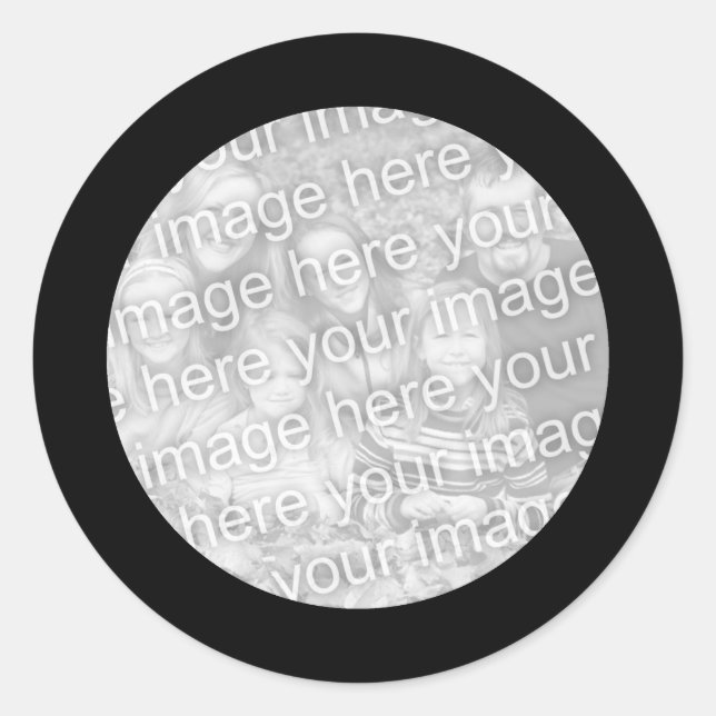 Redonda Pegatina de marco negro (Anverso)