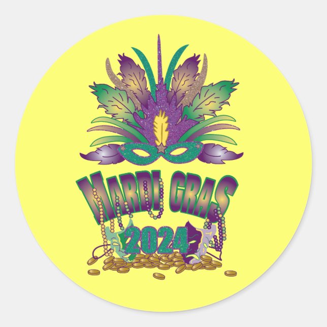 Redonda Pegatina de Mardi Gras 2024 (Anverso)