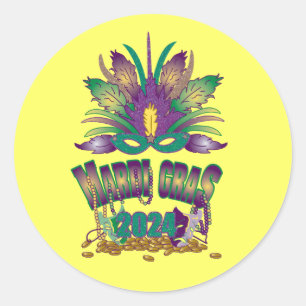 Redonda Pegatina de Mardi Gras 2024