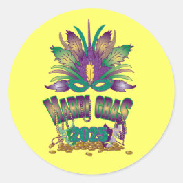 Redonda Pegatina de Mardi Gras 2025