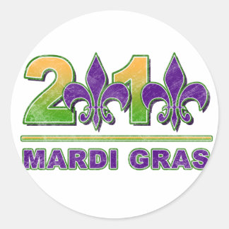 Redonda Pegatina de Mardi Gras Fleur-de-Lis 2010