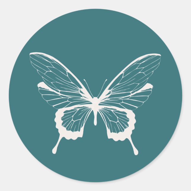 Redonda Pegatina de Mariposa (Anverso)