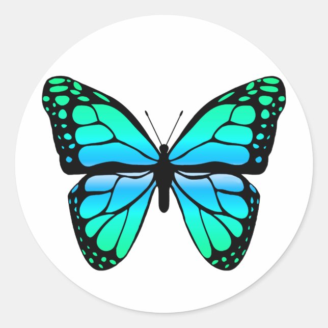 Redonda Pegatina de mariposa azul (Anverso)