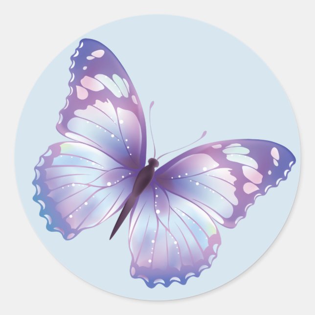 Redonda Pegatina de mariposa azul (Anverso)