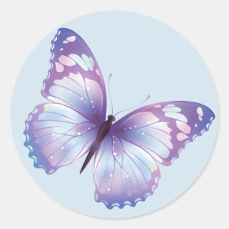 Redonda Pegatina de mariposa azul