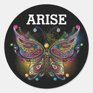 Redonda Pegatina de mariposa de Bling