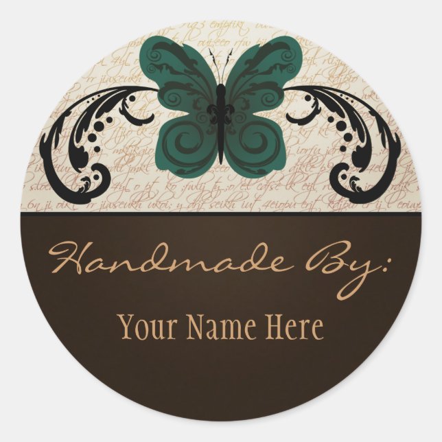 Redonda Pegatina de mariposa quemada (Anverso)