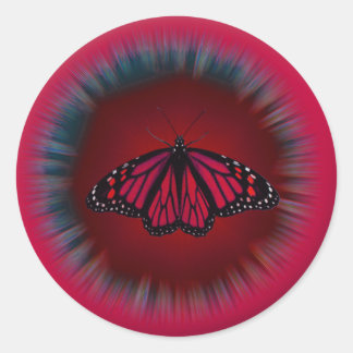 Redonda Pegatina de mariposa roja Mandala