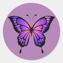 Redonda Pegatina de mariposa rosa y morada
