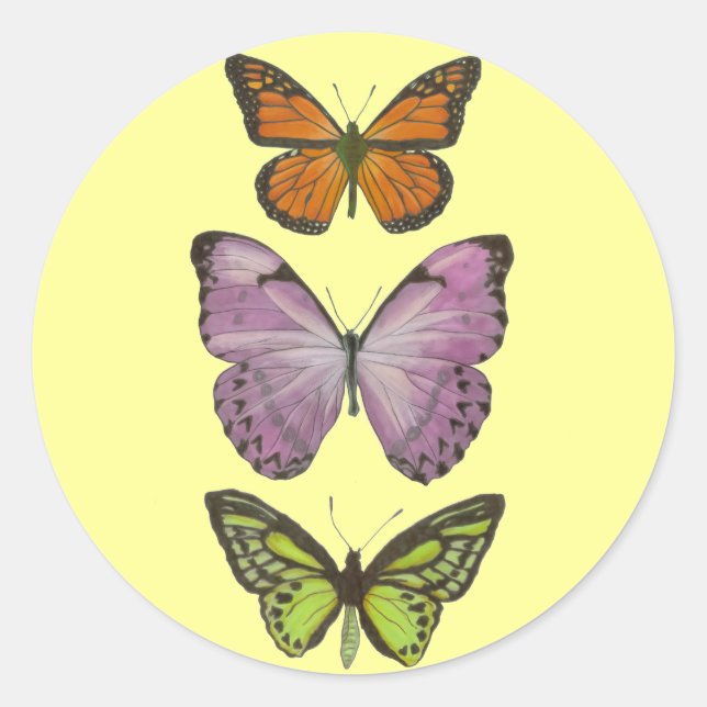 Redonda Pegatina de mariposa triple (Anverso)