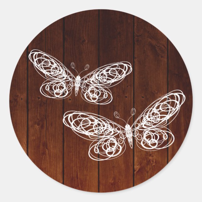 Redonda Pegatina de mariposas Barn Board (Anverso)