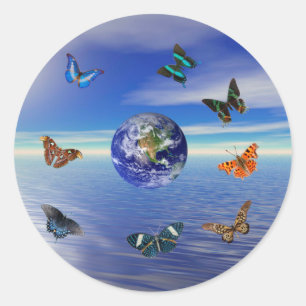 Redonda Pegatina de mariposas Blue Earth