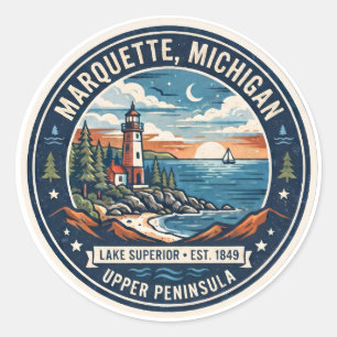 Redonda Pegatina de Marquette, Michigan