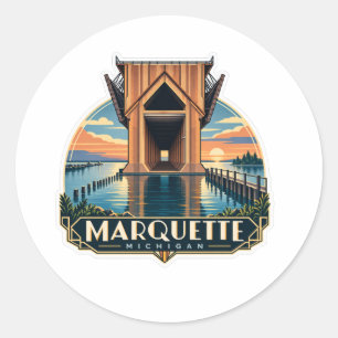 Redonda Pegatina de Marquette, Michigan