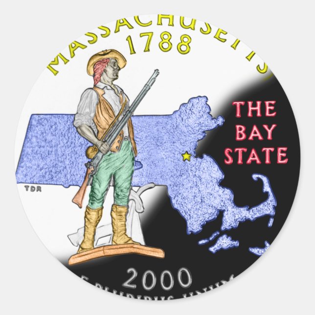 Redonda Pegatina de Massachusetts (Anverso)