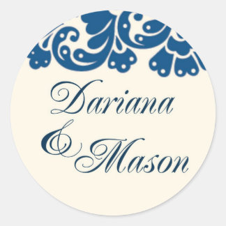 Redonda Pegatina de matrimonio personalizado - Dariana nue