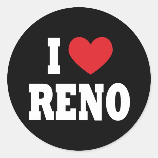 Redonda Pegatina de Me encanta Reno (Anverso)