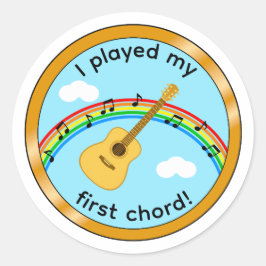 Redonda Pegatina de medalla para niños de guitarra acústic