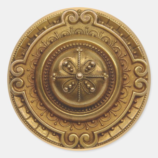 Redonda Pegatina de Medallón de Oro (Anverso)