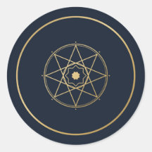 Pegatina de medallón geométrico islámico azul mari