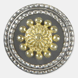 Redonda Pegatina de Medallones de Oro y Plata
