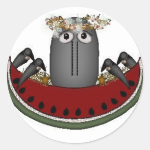 Redonda Pegatina de Melon y Crows