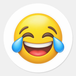 Redonda Pegatina de meme de emoji de risa llorando