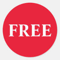 Pegatina de mercancía de producto gratis rojo