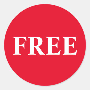 Redonda Pegatina de mercancía de producto gratis rojo
