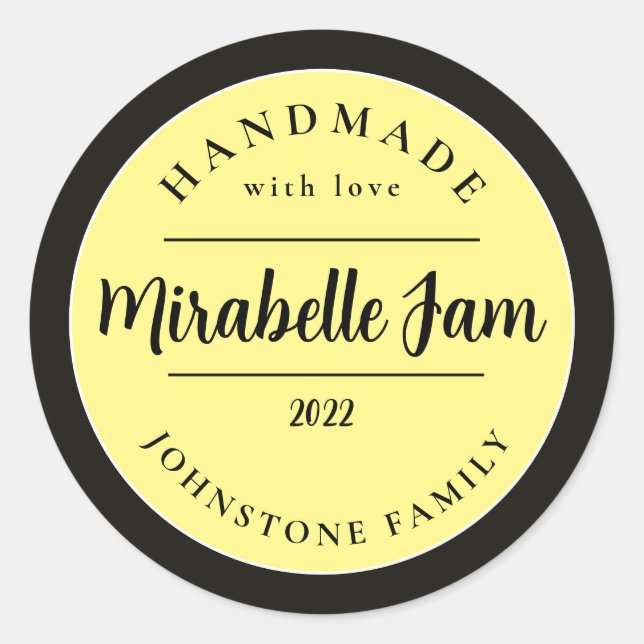 Redonda Pegatina de mermelada de Mirabelle personalizable (Anverso)