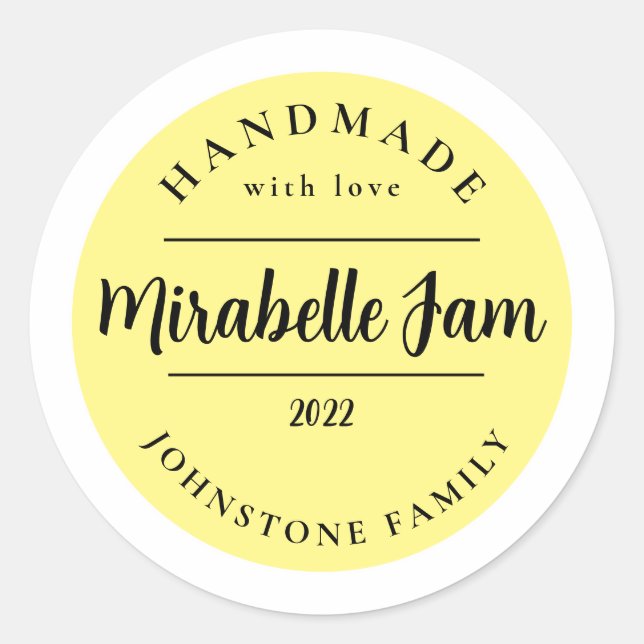 Redonda Pegatina de mermelada de Mirabelle personalizable (Anverso)