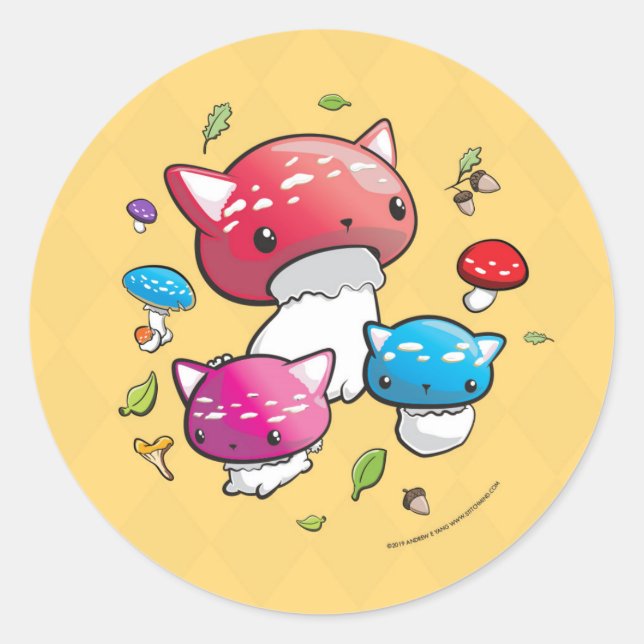 Redonda pegatina de mewshroom (Anverso)