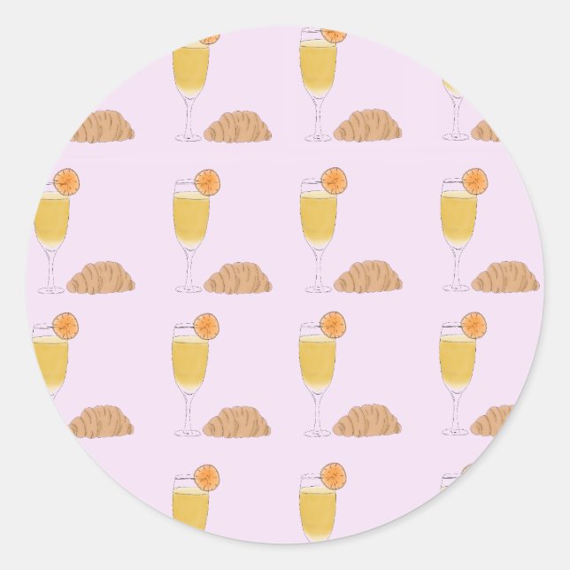 Redonda Pegatina de Mimosa y Brunch (Anverso)